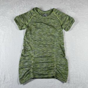 Athleta Fastest Track Seamless Shirt‎ Women's XS Green Ruched Athletic Gym EUC